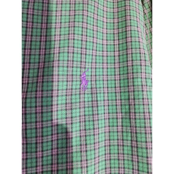 Ralph Lauren Non Iron Men's Size XL 17.5 Green Plaid Long Sleeve Casual Shirt - Picture 6 of 7